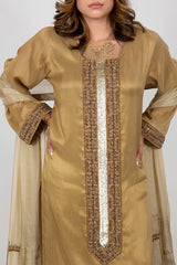 Golden Pure Raw Silk Suit