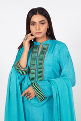 Turquoise Full Suit with Embellishments