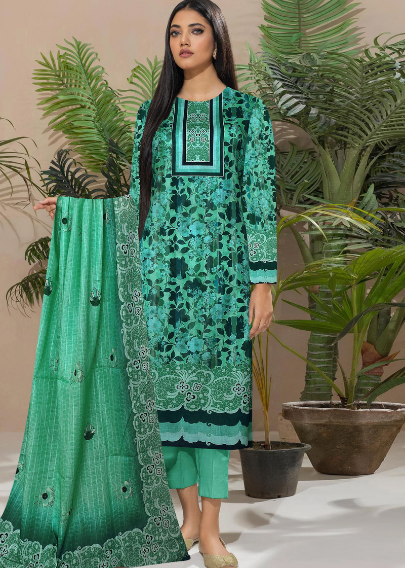 Turquoise Airjet Lawn 3pc Suit