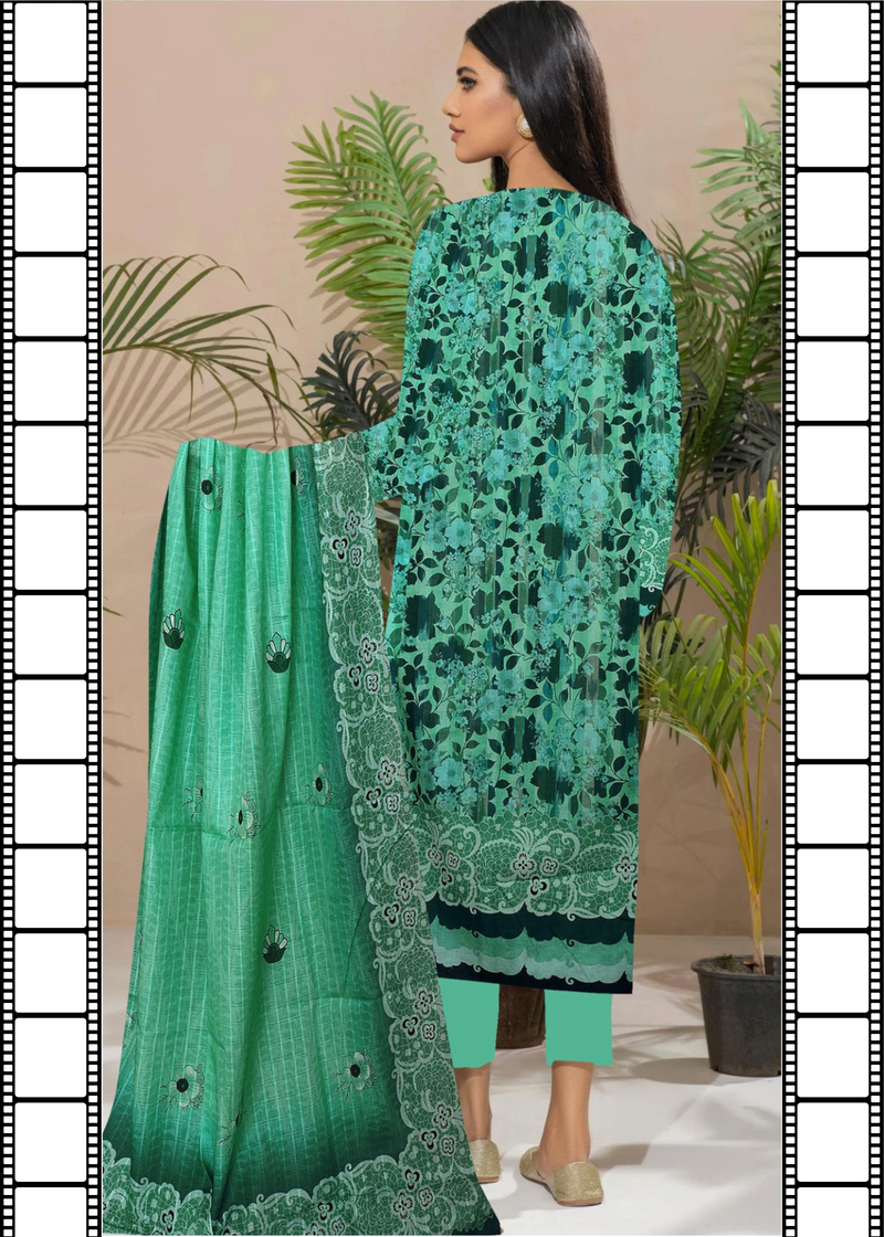 Turquoise Airjet Lawn 3pc Suit