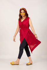 Exotically Styled plain Red Fashion Kurti