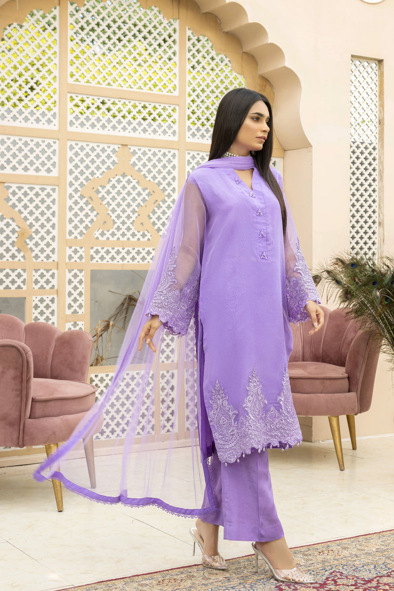 Light Purple Organza Fabric Suit