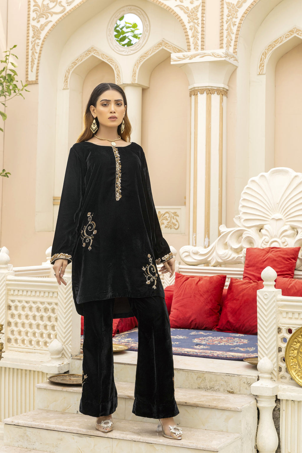 Black Velvet Bell Dress Design Khola Farhan Black Velvet Bell Dress Design Khola Farhan