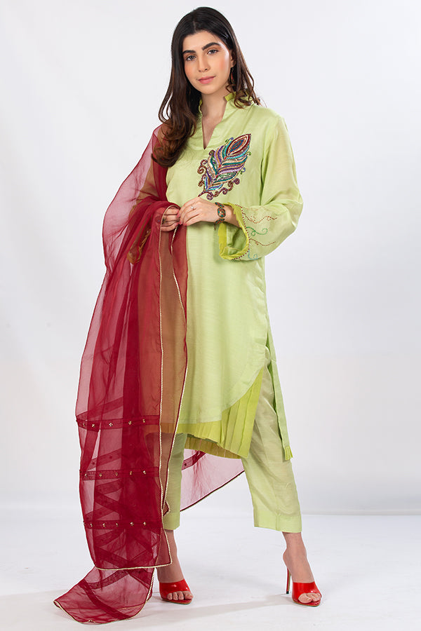 Bright Green Suit with Dupatta