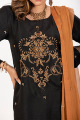 Black Pure Raw Silk Suit with Dupatta
